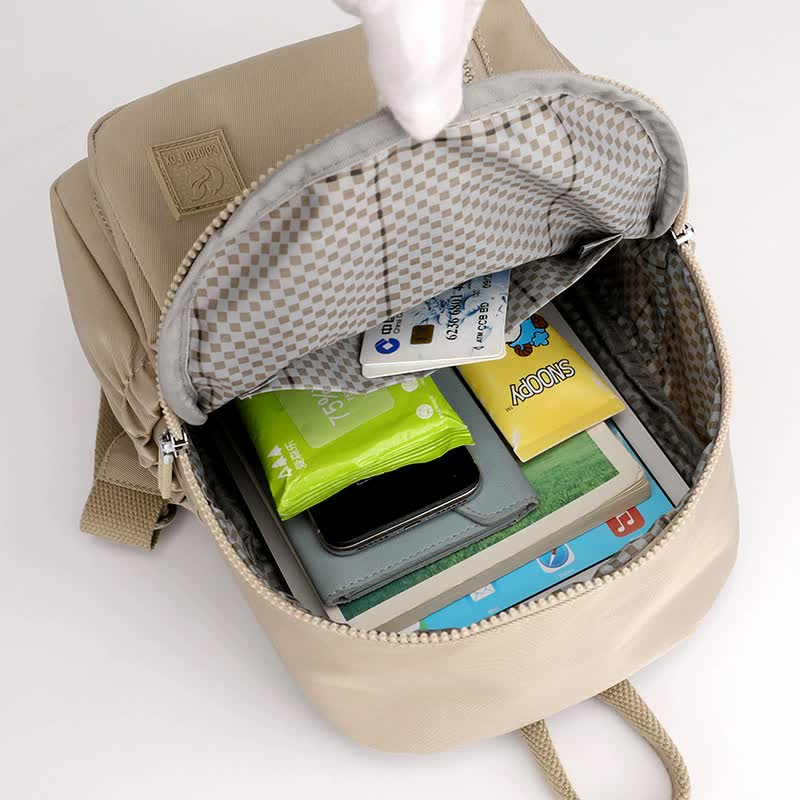 NNEDSZ Gray Mini Nylon Multi-Compartment Backpack - Lightweight and Stylish Everyday Bag